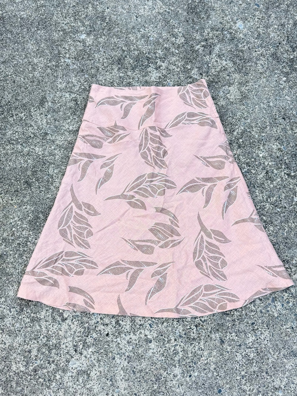 H&M Powder Peach Leaf Print A-Line Skirt | Y2K Fully Lined 4